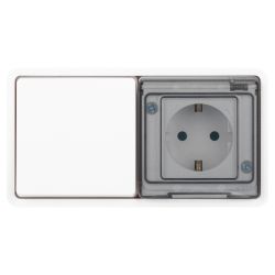 Блок розетка с выключателем ЭРА Эксперт 11-7521-01 IP55, 16A(10AX)-250В, СУ, белый