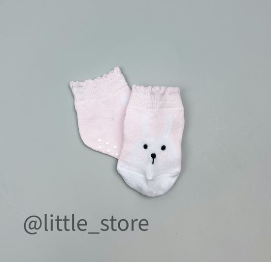 Носочки "Зайчики" хлопковые, со стоперами, Нежно-розовые