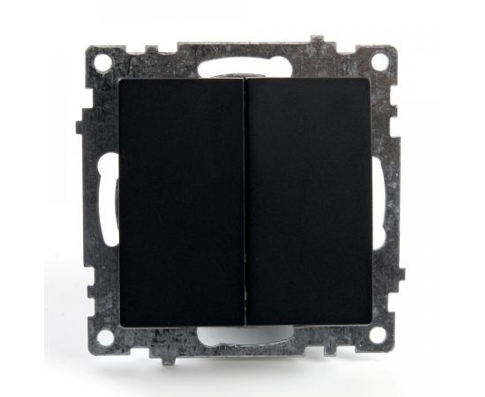 Выключатель 2-клавишный (механизм) 250В, 10А, серия Катрин, GLS10-7104-05, черный (РАМКА ПРИОБРЕТАЕТСЯ ОТДЕЛЬНО), STEKKER 39606