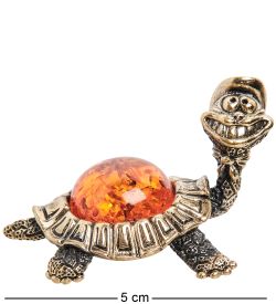 Народные промыслы AM- 603 Фигурка «Черепаха в шляпе» (латунь, янтарь)