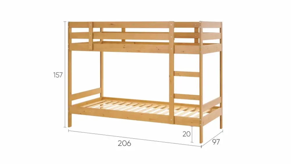 Кровать двухъярусная - аналог IKEA MYDAL/ МИДАЛ/ ОШ / ИКЕА, 90x200 см, светло-коричневый