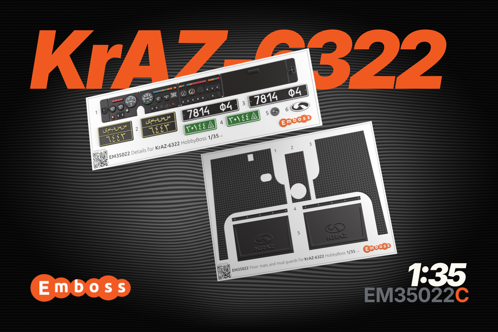 COMBO KrAZ-6322 Details set and Floor mats (circle pattern) with splash guards for HobbyBoss 1/35 (3D decal)