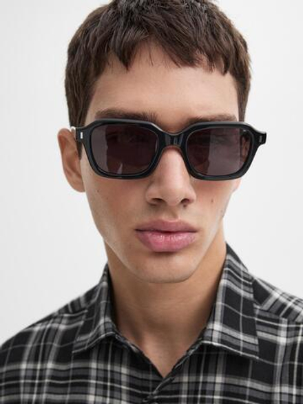 Massimo Dutti РУБАШКА ИЗ СМЕСОВОГО ХЛОПКА В КЛЕТКУ, ЧЕРНЫЙ