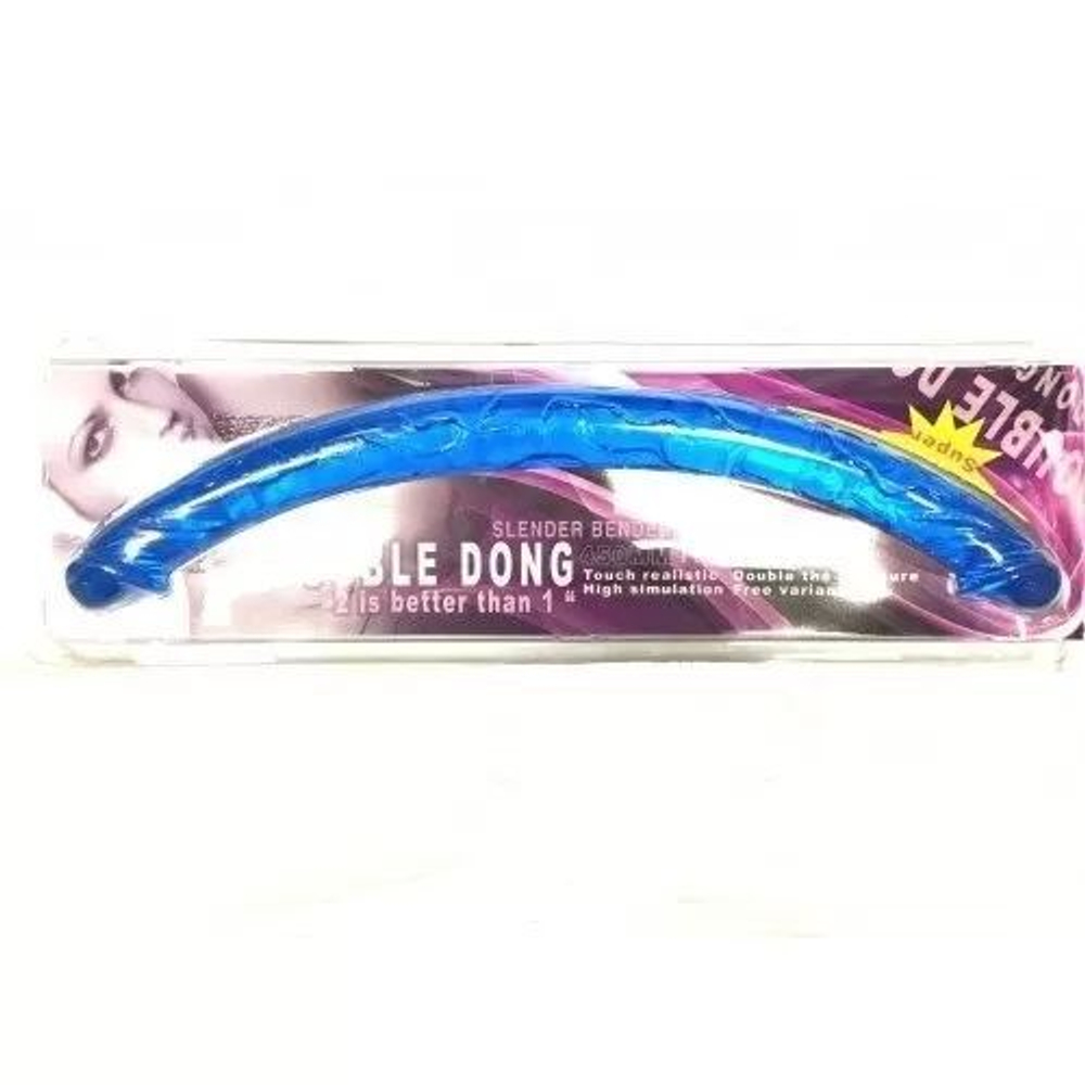 Синий двухголовый фаллоимитатор Double Dong - 44 см. (Цвет: синий)