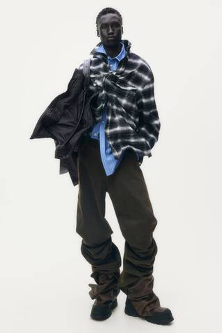 H&M - Glenn Martens Рубашка в клетку из фольгированной фланели, черный