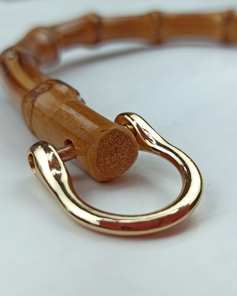 Ручка для сумки, бамбук, с полукольцами, 13,5 × 10,5 см, металл золото