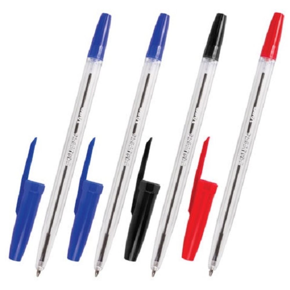 Набор шариковых ручек 3цв.4шт. Brauberg, 1.0мм, прозрачный корпус