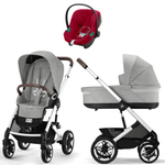 Коляска Cybex Talos S Lux SLV complete Aton B2 Dynamic Red Base One 4 в 1 Stone Grey с дождевиками