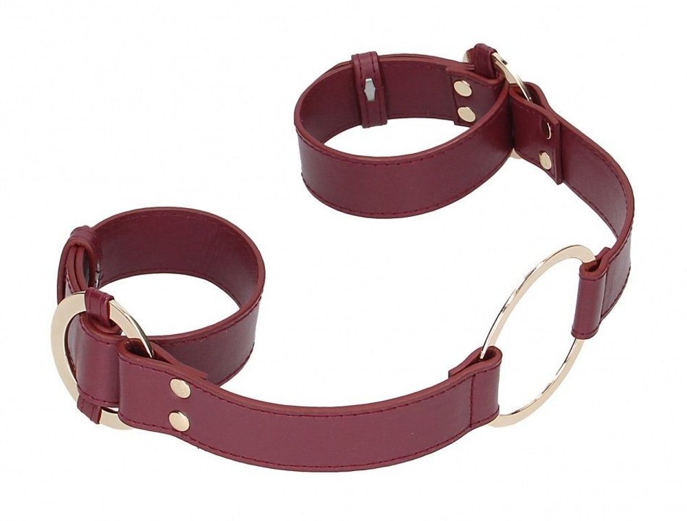 Бордовая фиксация на руки Handcuff With Connector (Цвет: бордовый)