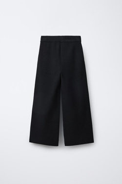 ZARA ТРИКОТАЖНЫЕ БРЮКИ WIDE LEG, ЧЕРНЫЙ