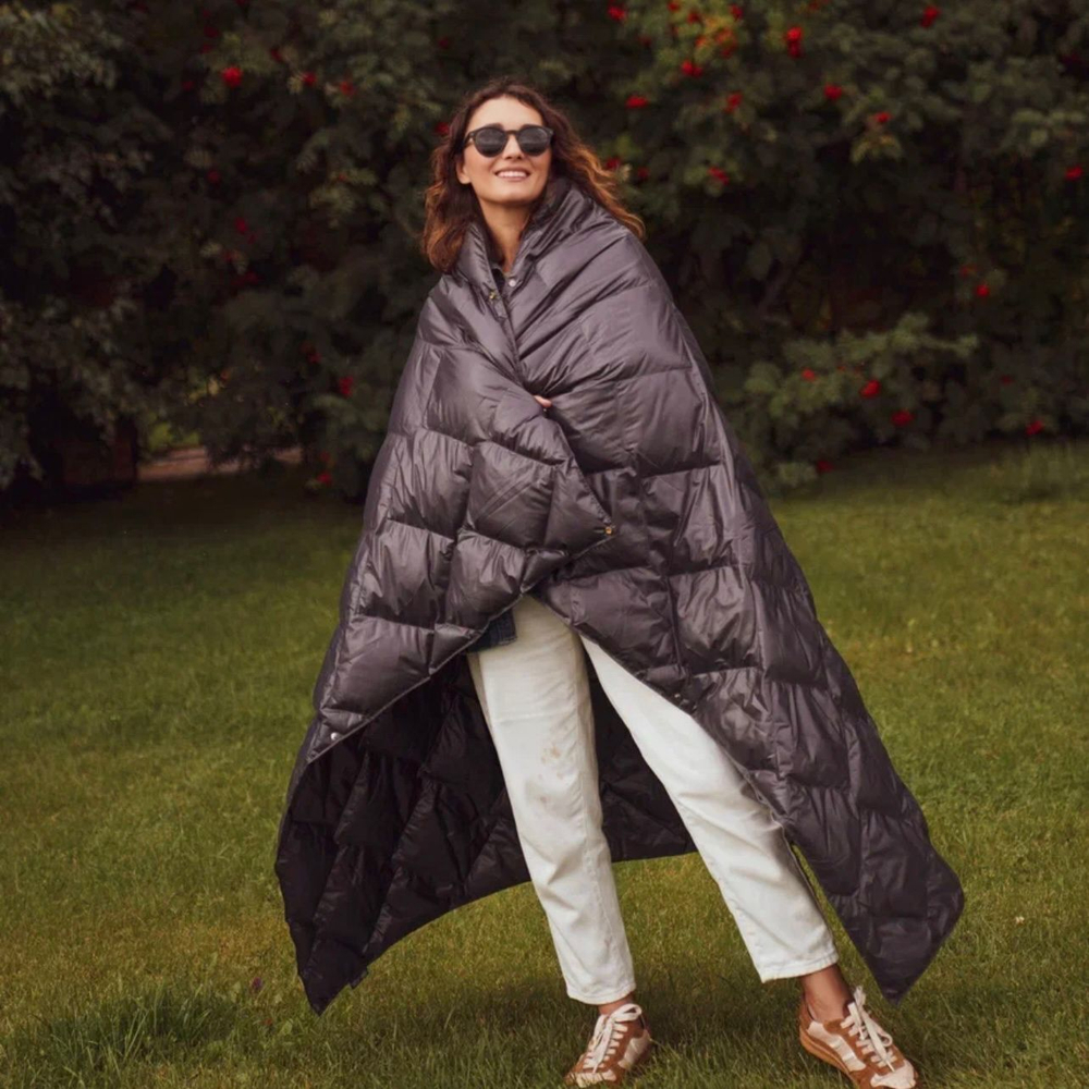 Дорожный плед-пончо пуховый 130х170 German Grass Travel Cape Plaid бирюзовый