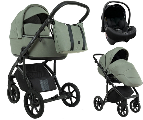 Детская коляска Roan Bass Next 2.0 3 в 1 с автокреслом Tutis Elo Lux EduSky Black BSN/43/2 Sage Green/Black/руч.Black