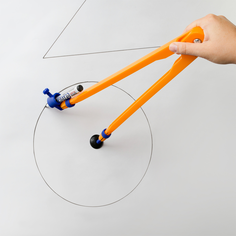 Набор для школьной доски СТАММ (линейка 100см, треугольник 30°, треугольник 45°, транспортир, циркуль), пластик, желтый, коробка