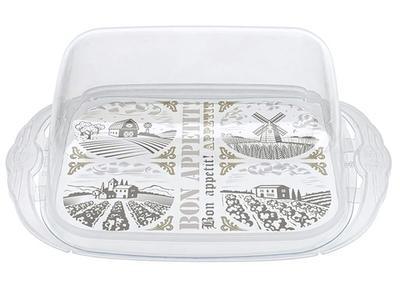 Масленка с декором 18,9*11*6,9см (бесцветный)