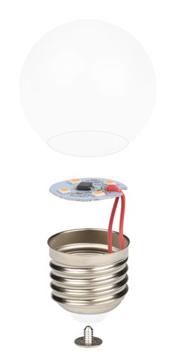 LED-G45-1W-3000K-E27-CL-С Лампа декоративная светодиодная. Форма шар. прозрачная. Теплый белый свет 3000K. Картон. ТМ Volpe.