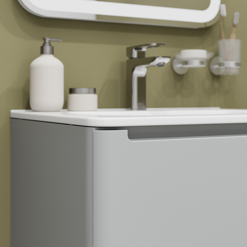 Тумба с умывальником IDDIS Edifice, подвесная, 60 см, светло-серый, EDI60L0i95K