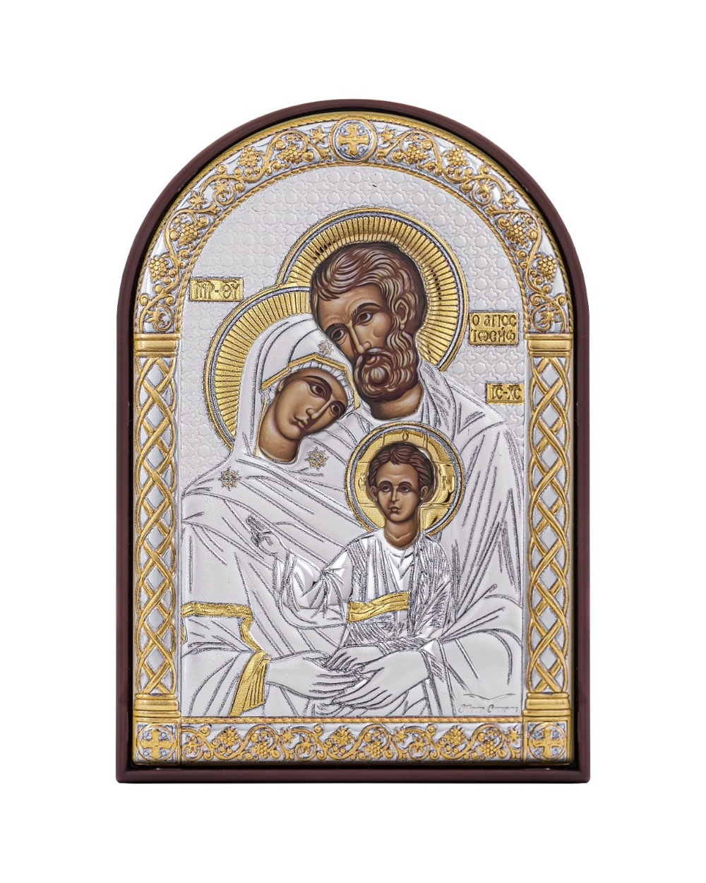 Св. Семейство, икона арочная, пластик коричневый 62x88