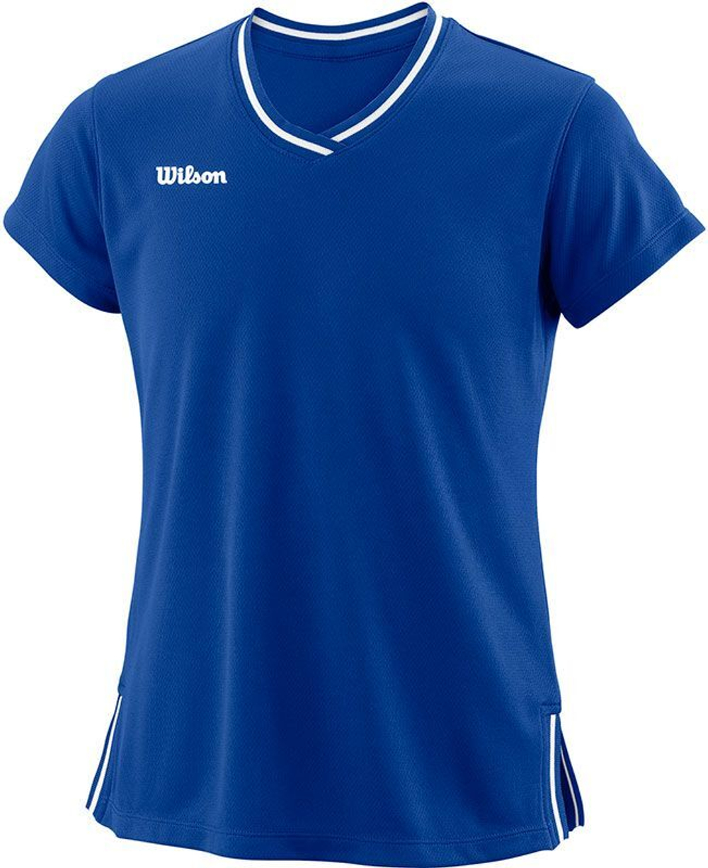 Футболка для девочки теннисная Wilson Team II V-Neck G - team royal