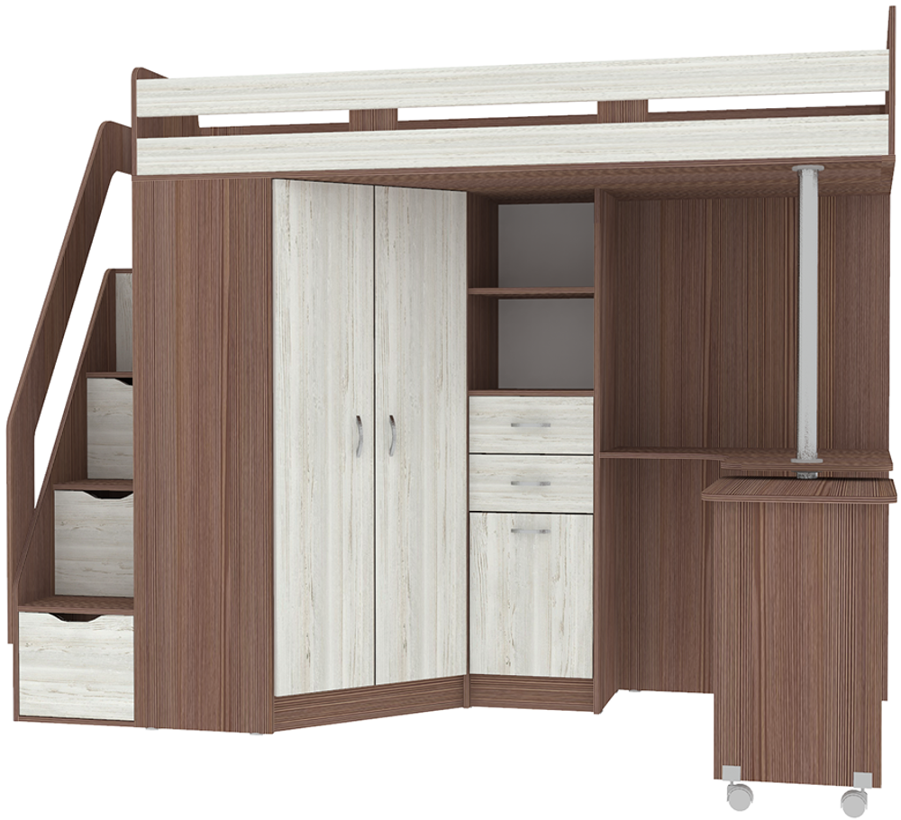 Кровать-чердак КарИВи Мийа Бодего Темный Винтерберг