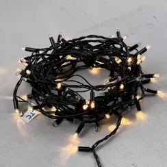 Светодиодная гирлянда с колпачком 100 теплых белых LED ламп 10 м., мерцание каждого диода, 24В., черный провод ПВХ, IP65, LTC (PST100ABLCAP-11-1WW)