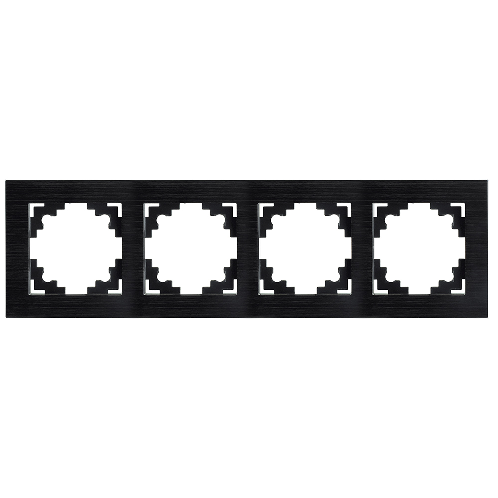 Рамка 4-местная, металл, STEKKER MFR00-7004-05, серия Катрин, черный 50024