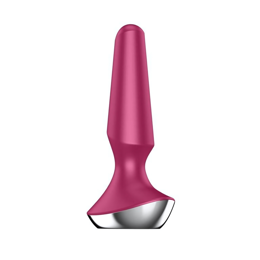 Малиновая анальная пробка с вибрацией Satisfyer Plug-ilicious 2 - 14 см. (Цвет: малиновый)