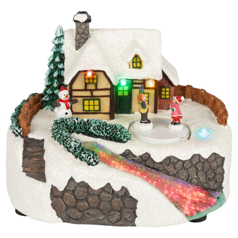 Светодиодная новогодняя фигура ЭРА EFIS-S02 композиция Деревня мультиколор 3*АА 16*13*12 см