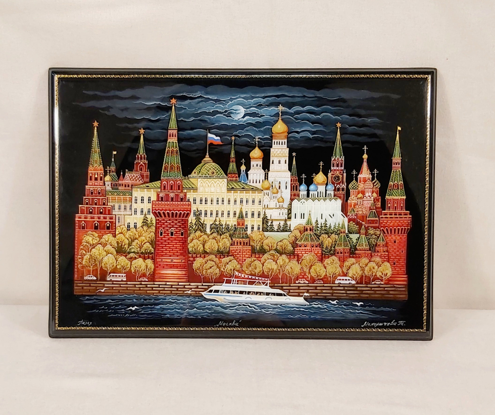 Панно с палехской ручной росписью "Москва"