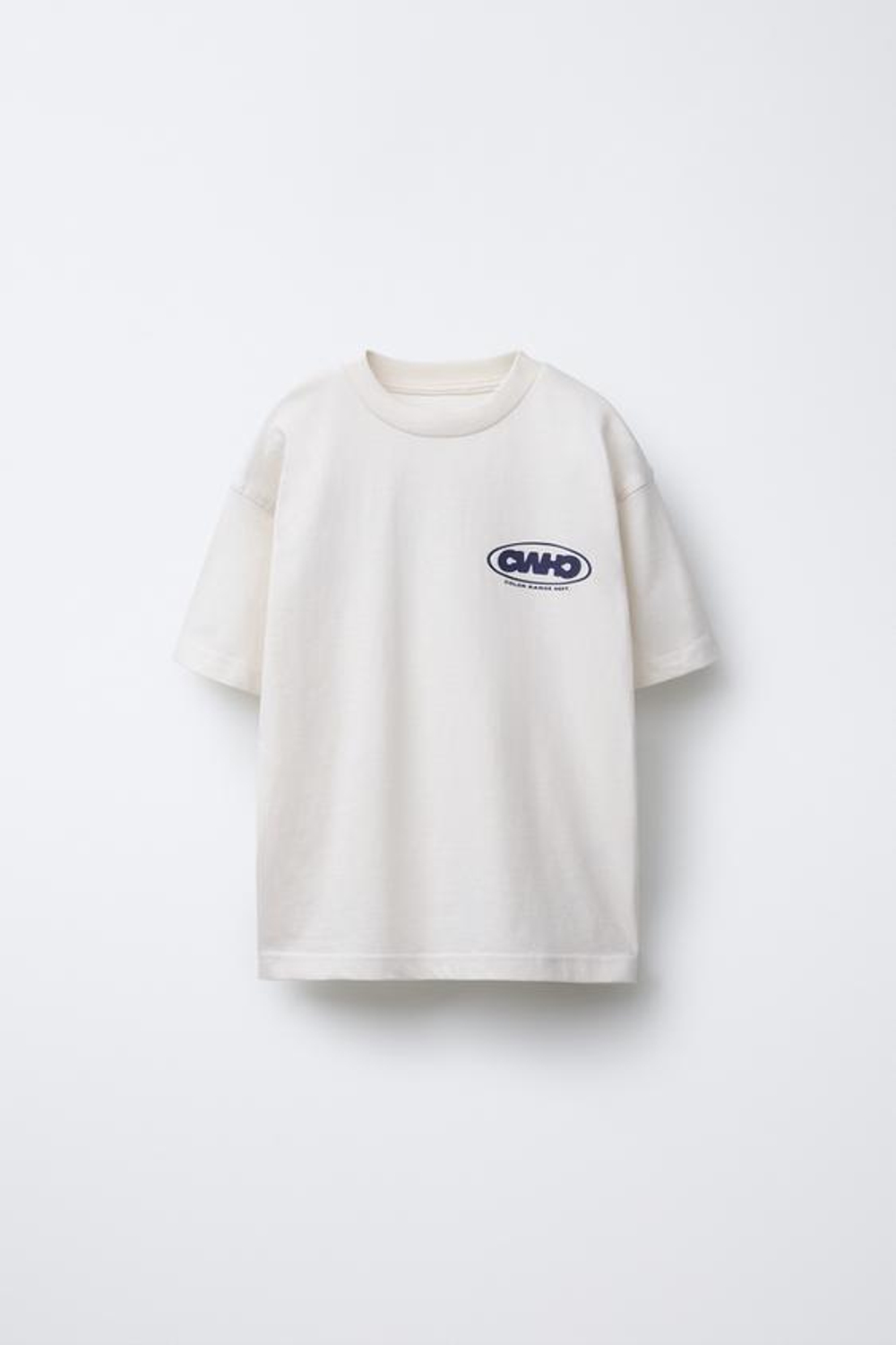 ZARA ФУТБОЛКА С ПРИНТОМ «ЛОГОТИП», ЭКРЮ