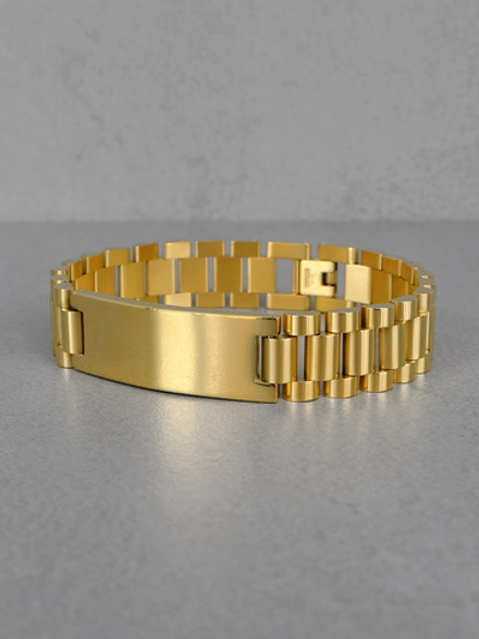 Браслет из нержавеющей стали с пластиной, подходит для гравировки