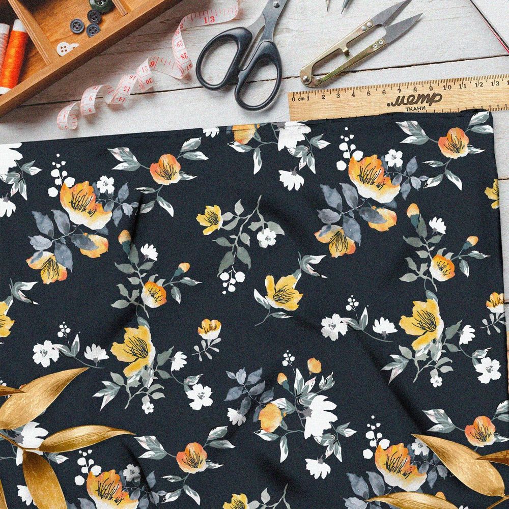 Ткань дюспо изящные цветочные ветви