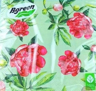 BULGAREE GREEN Салфетки 33*33см"Королевский Пион" 3-сл 20шт/уп