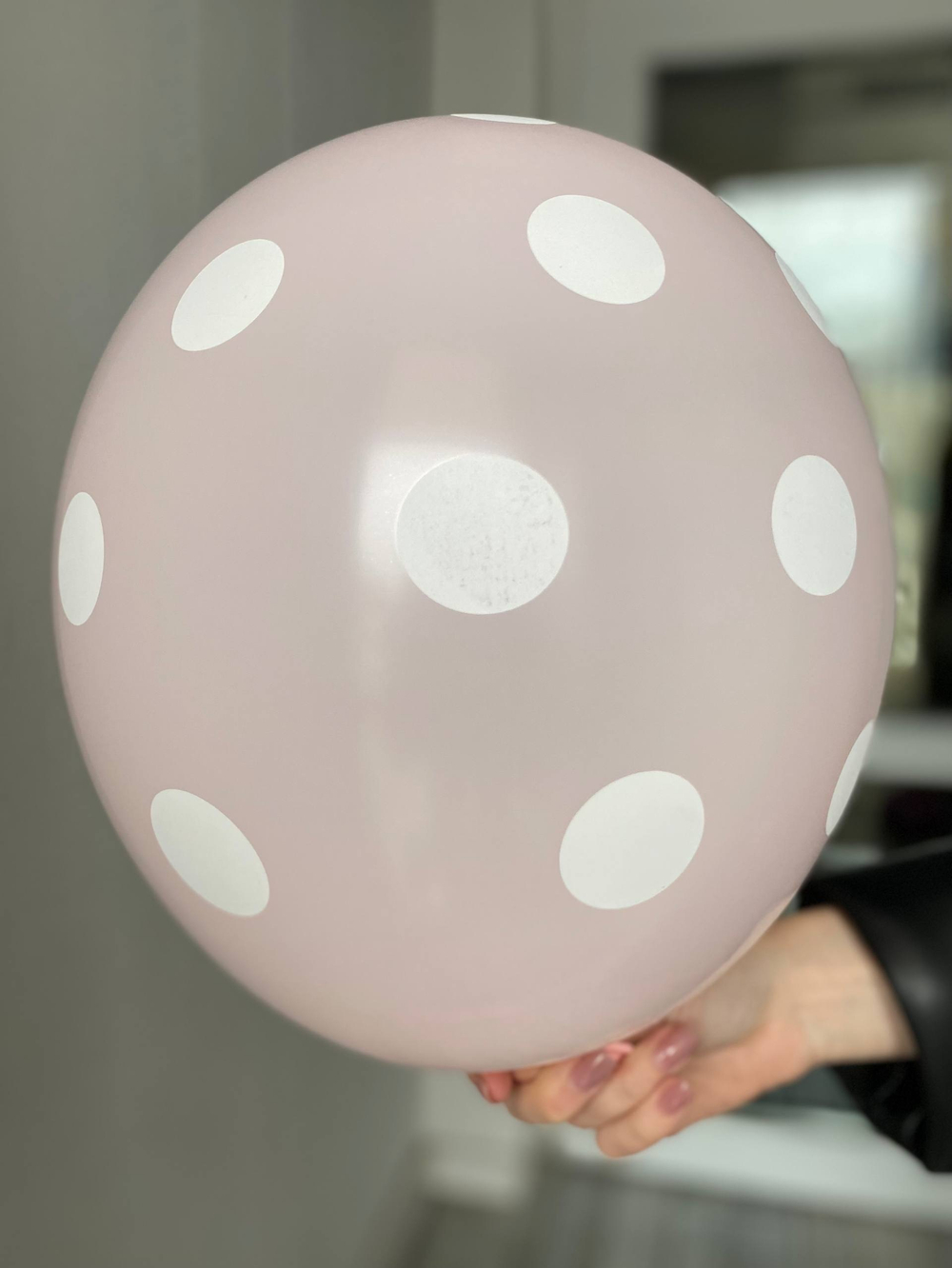 Воздушный шар с рисунком горох красный/черный/розовый 35см ПАЛИТРА №4341