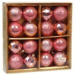 Новогодние шары «Зимняя вечеринка» 6 см (набор 16 шт), Розовое золото