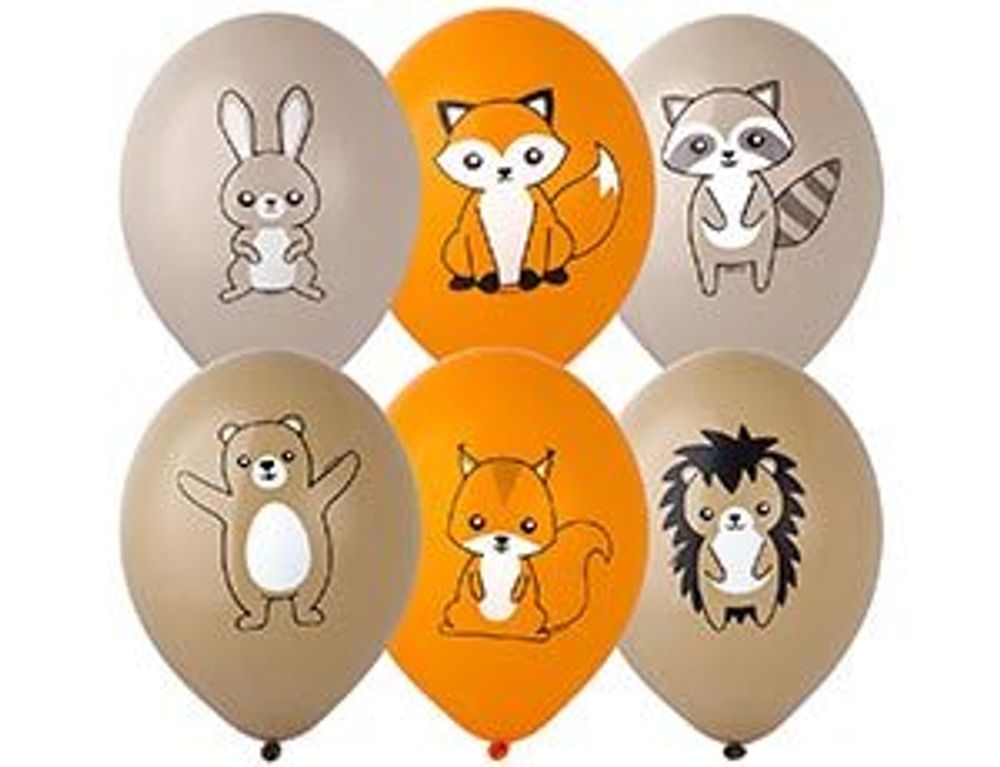 Шар (14''/36 см) Лесные зверюшки 2цв 50шт.