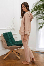 Домашние брюки из меланжевой поливискозной ткани (Размер: M) (Цвет: бежевый)