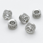 Бусина Milano LUX, цвет серебро, фианиты, размер 6*4 мм, цена за 1 шт