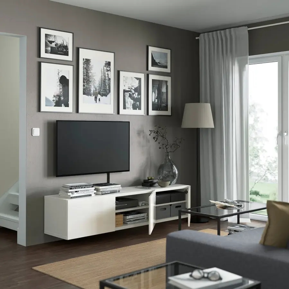 Тумба под ТВ - IKEA BESTÅ/BESTA, 180x42x38 см, белый, Бесто ИКЕА