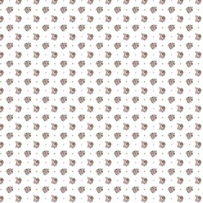 Кролики и нежные цветы на белом фоне с горошком