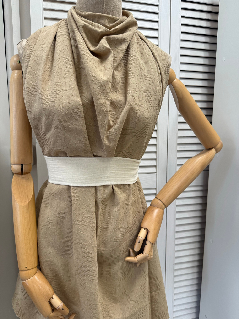 Хлопковый жаккард Бежево-песочный