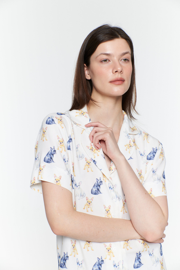 Блуза из вискозы с французскими бульдогами