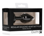 Черная анальная пробка с прозрачным стразом Diamond Heart Butt Plug - 7,3 см. (Цвет: черный)