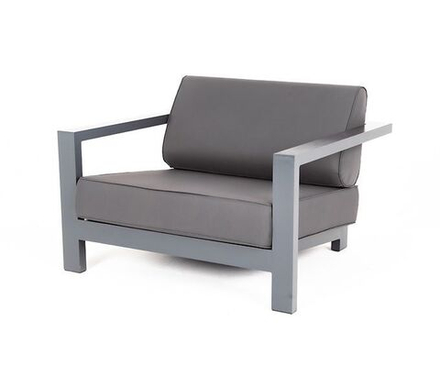 "Гранада" кресло алюминиевое, цвет темно-серый (RAL7024) муар, ткань темно-серая 027