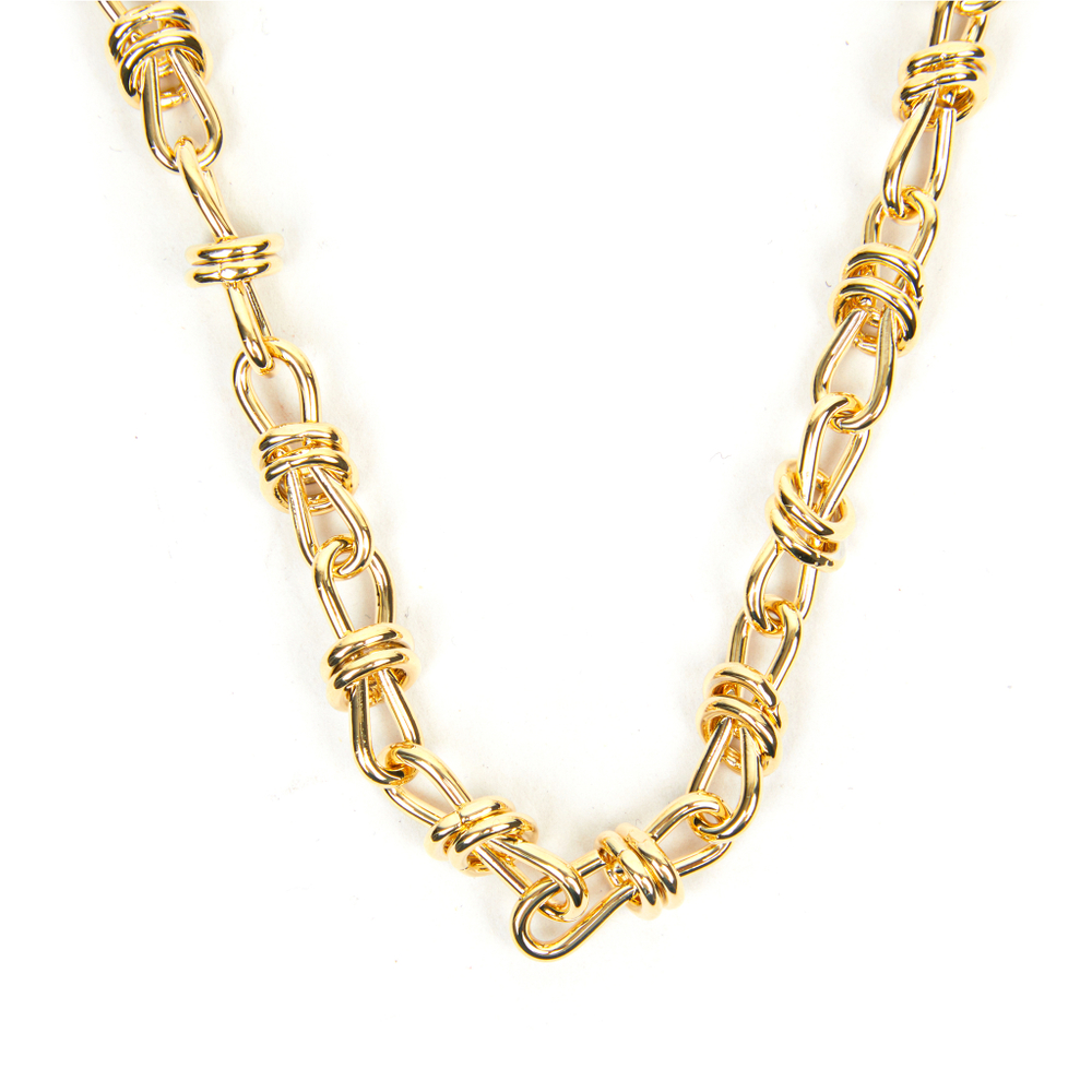 Колье золотая цепь, узелки бесконечность