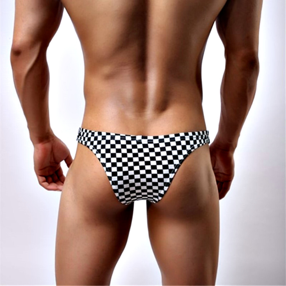 Мужские трусы бразилиана черно-белые Romeo Rossi RR2060