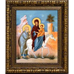 Бегство Святого Семейства в Египет. Икона на холсте.