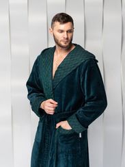 Халат мужской Gianni с капюшоном Морская волна "Polens"
