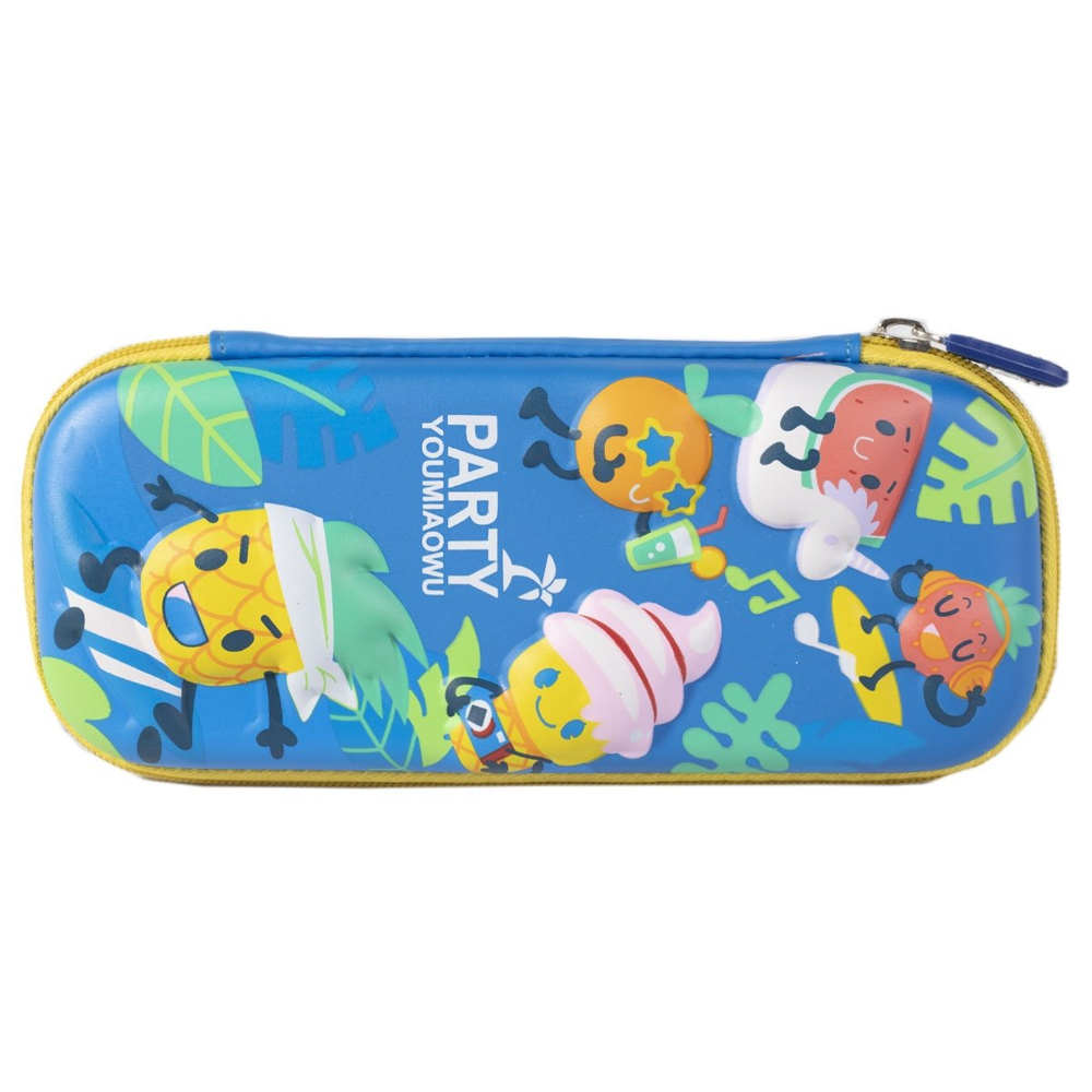 Пенал EVA Alingar, 1 отделение 1 откидная планка, карман сетка, молния, объемный рисунок, 95 х 220 мм, "Сrazy fruit", синий (фрукты)