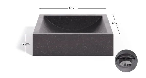 Умывальник Pure из терраццо темного цвета