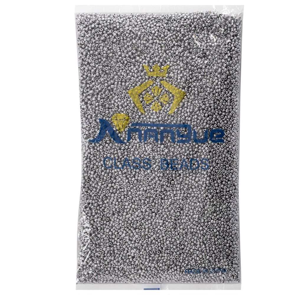 Бисер Alingar размер №12 вес 450 гр., серебро глянец, непрозрачный, пакет